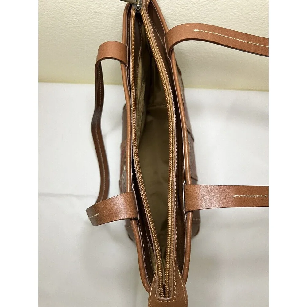 VTG ELLEPI BROWN LEATHER HANDMADE PATCHES M‎ ZIP SHOULDER HOBO/TOTE BAG, Italy